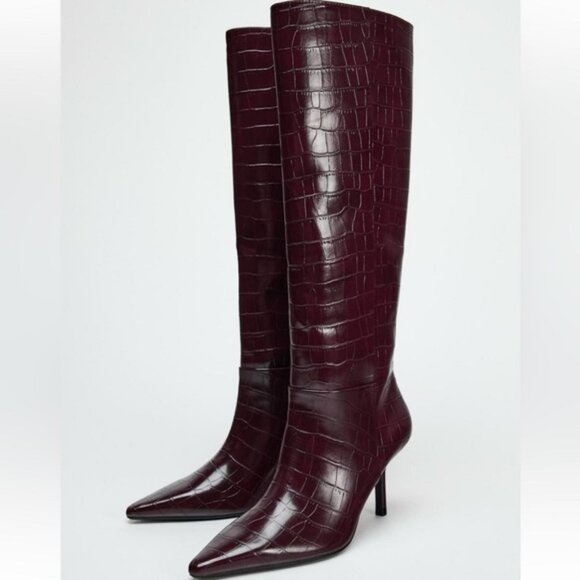 Zara Shoes - NWT ZARA THIN HEEL LEATHER BOOTS